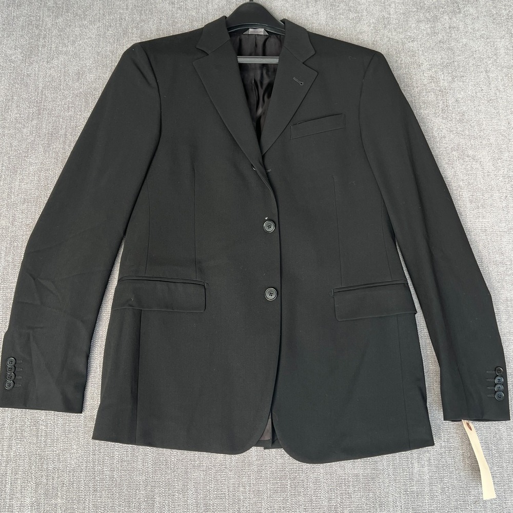 DKNY Blazer Jacket Mens 40 Black Wool Formal Business Attire Single-Breasted